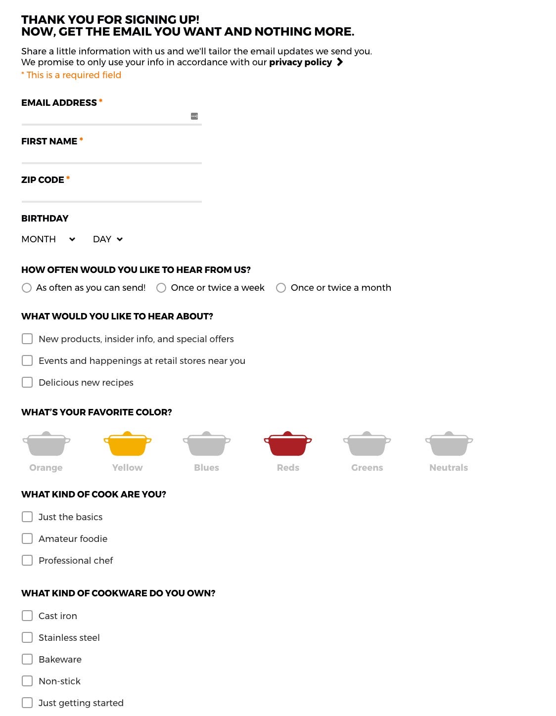 Le Creuset Newsletter Example